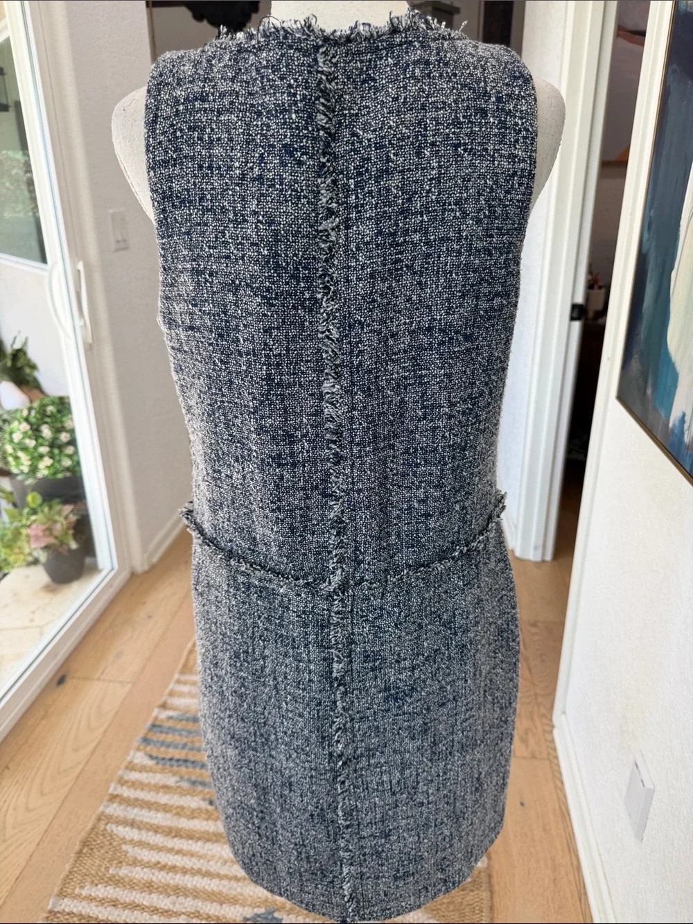 Michael Kors Navy & White Tweed Sleeveless Shift Dress Size 4 Work/Office Dress